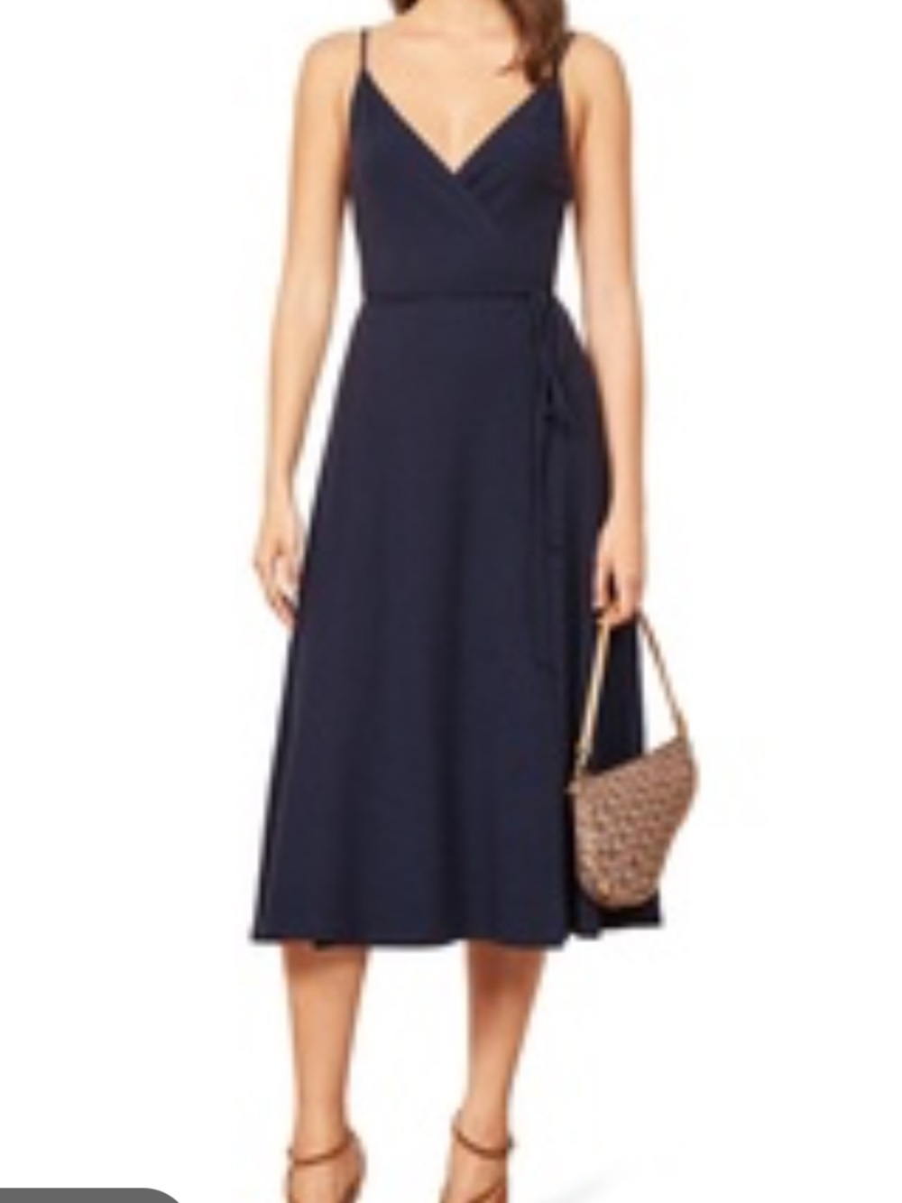 Reformation Blue Ribbed Knit Midi Wrap Dress Womens S Casual Classic Sleeveless